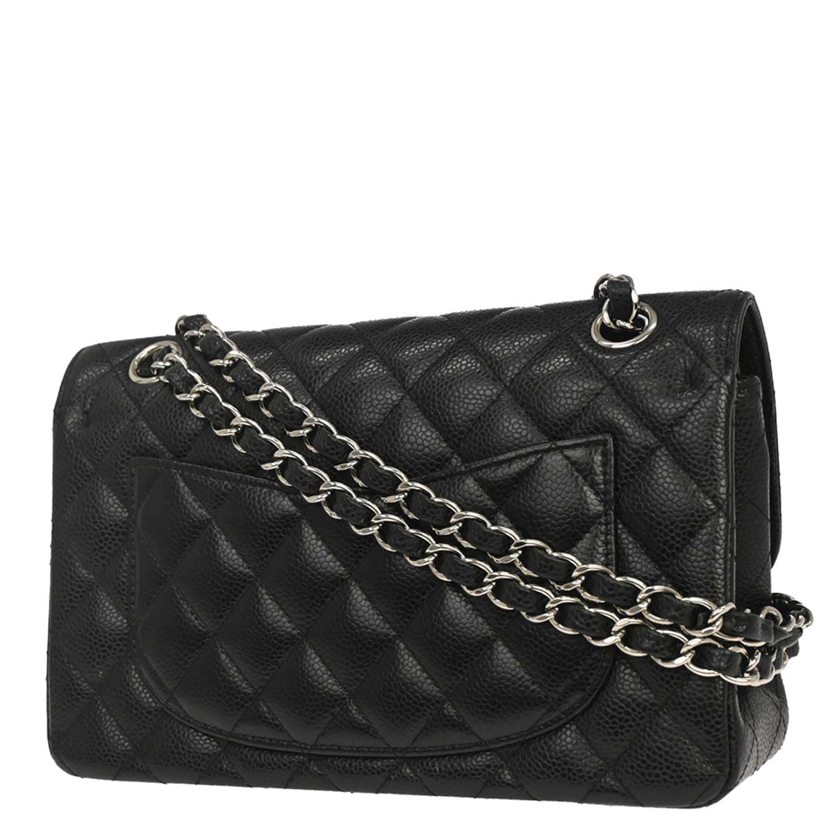 Chanel 2015-2016 Black Caviar Skin Small Classic Double Flap Shoulder Bag