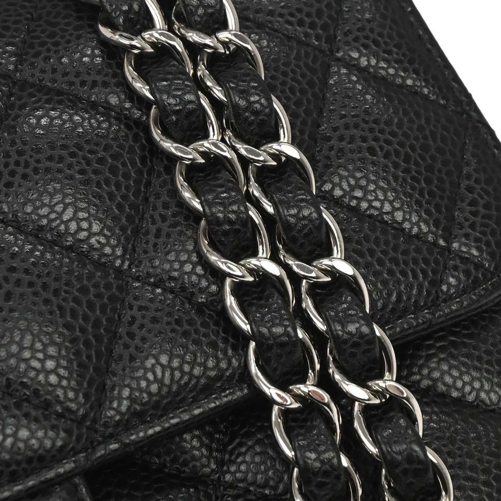 Chanel 2015-2016 Black Caviar Skin Small Classic Double Flap Shoulder Bag