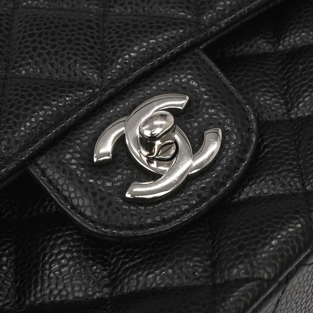 Chanel 2015-2016 Black Caviar Skin Small Classic Double Flap Shoulder Bag