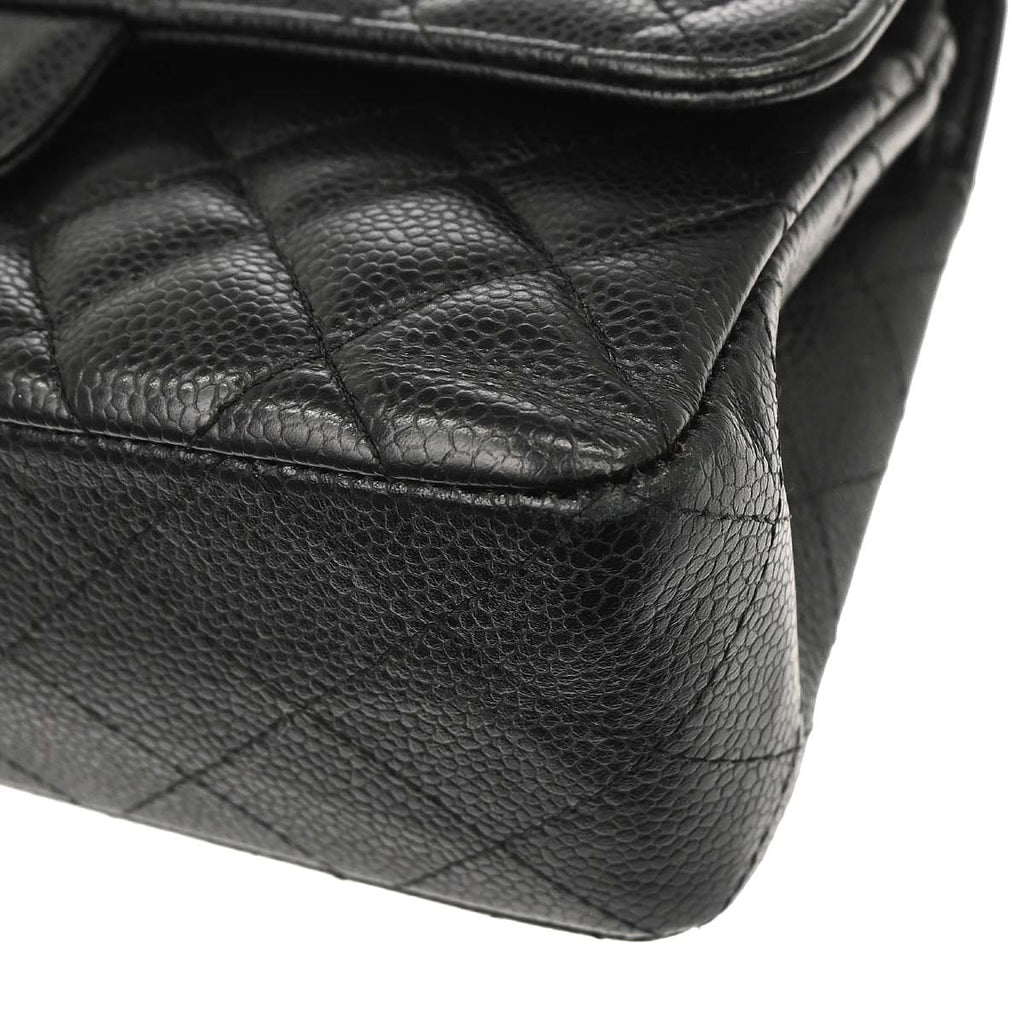 Chanel 2015-2016 Black Caviar Skin Small Classic Double Flap Shoulder Bag