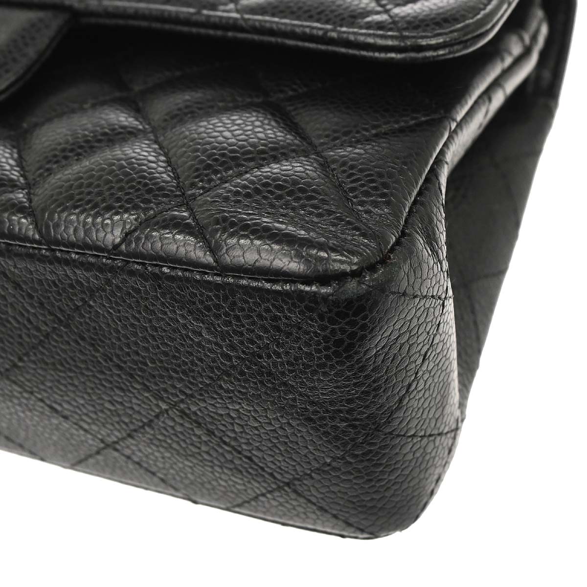 Chanel 2015-2016 Black Caviar Skin Small Classic Double Flap Shoulder Bag