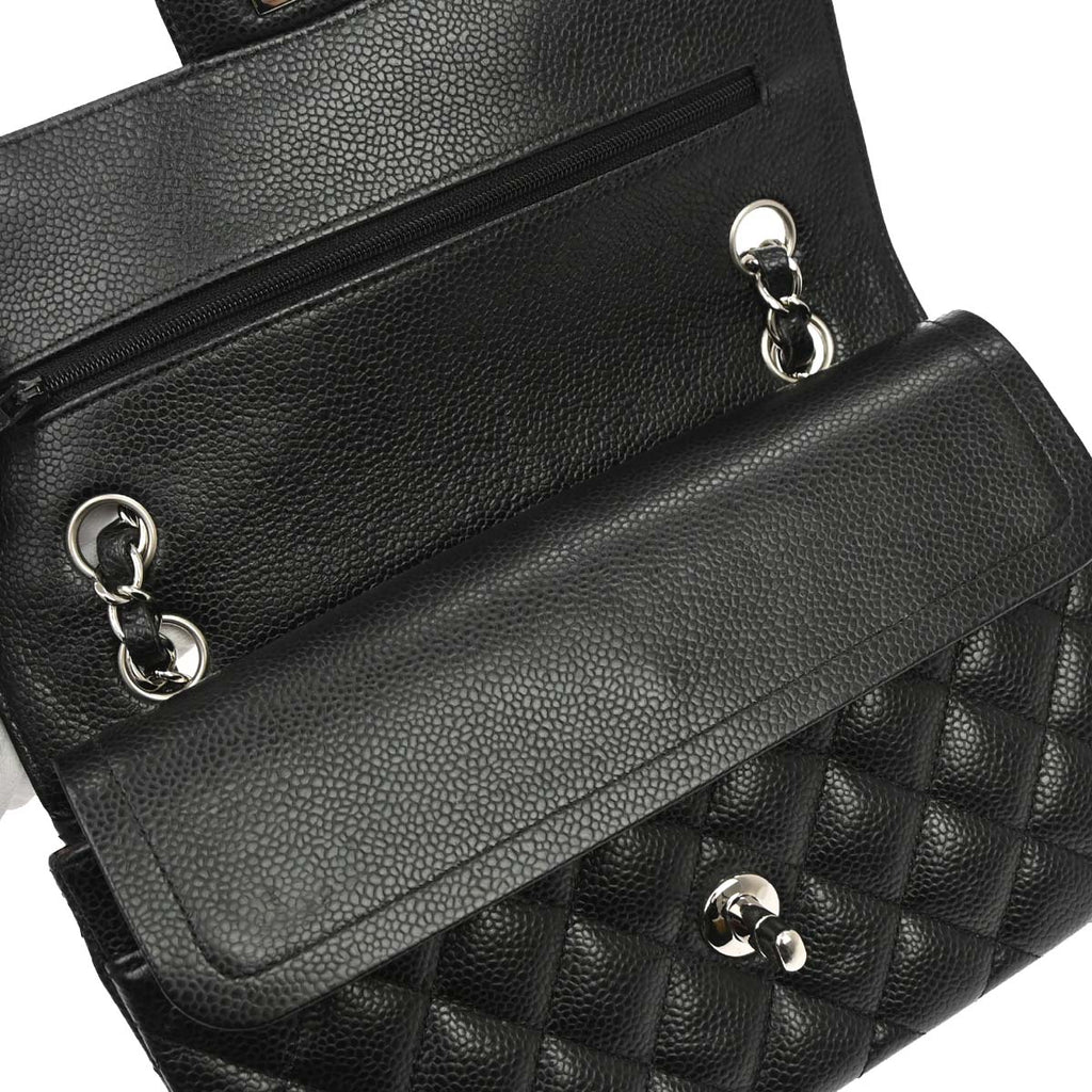 Chanel 2015-2016 Black Caviar Skin Small Classic Double Flap Shoulder Bag
