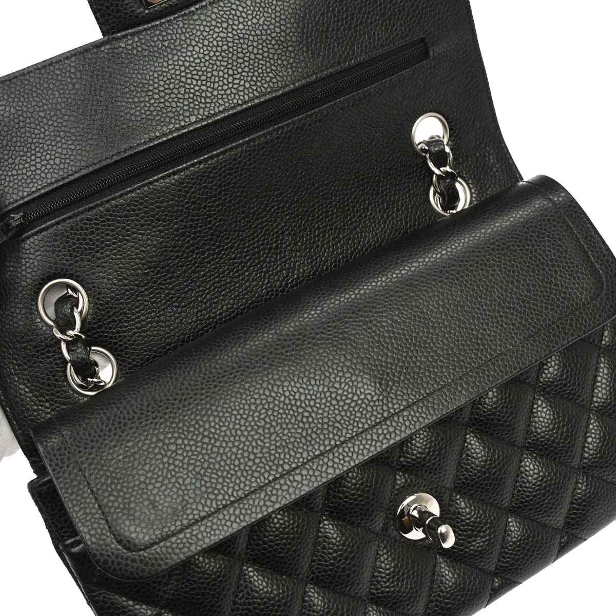 Chanel 2015-2016 Black Caviar Skin Small Classic Double Flap Shoulder Bag