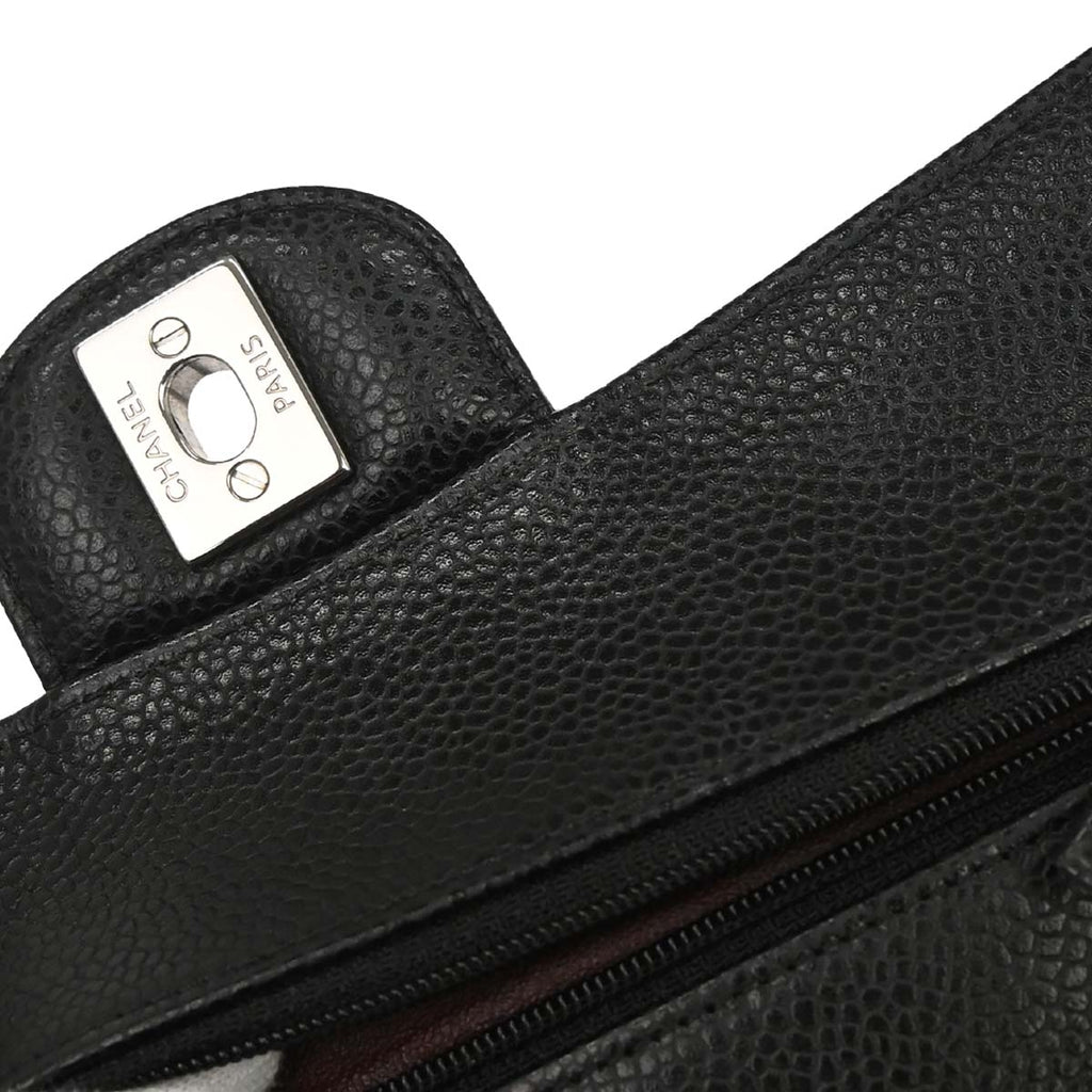 Chanel 2015-2016 Black Caviar Skin Small Classic Double Flap Shoulder Bag