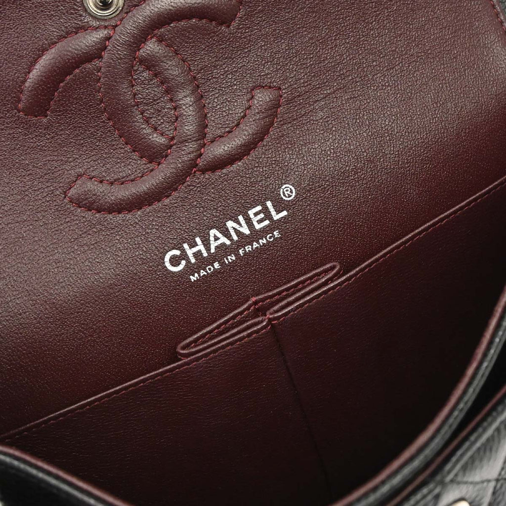 Chanel 2015-2016 Black Caviar Skin Small Classic Double Flap Shoulder Bag