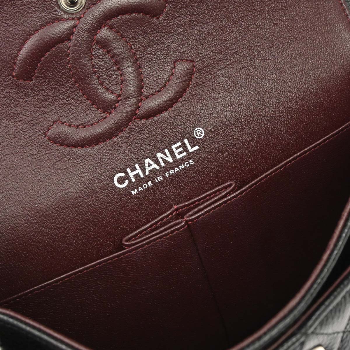 Chanel 2015-2016 Black Caviar Skin Small Classic Double Flap Shoulder Bag