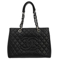 Chanel 2013-2014 Black Caviar Skin Grand Shopping Tote GST Chain Handbag