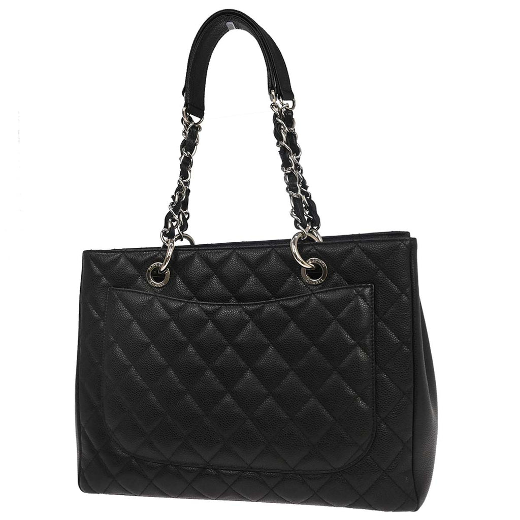 Chanel 2013-2014 Black Caviar Skin Grand Shopping Tote GST Chain Handbag