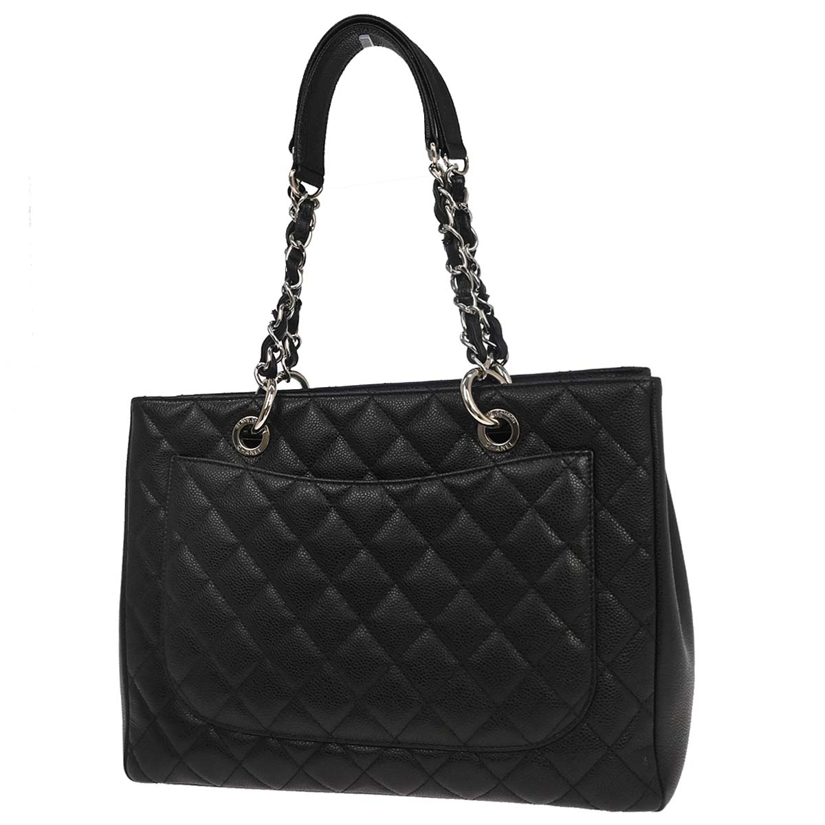 Chanel 2013-2014 Black Caviar Skin Grand Shopping Tote GST Chain Handbag