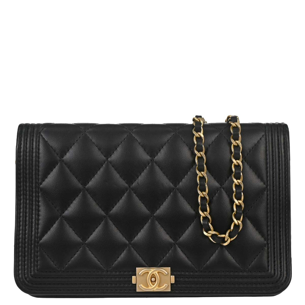 Boy Chanel 2017-2018 Black Lambskin Chain WOC Shoulder Bag