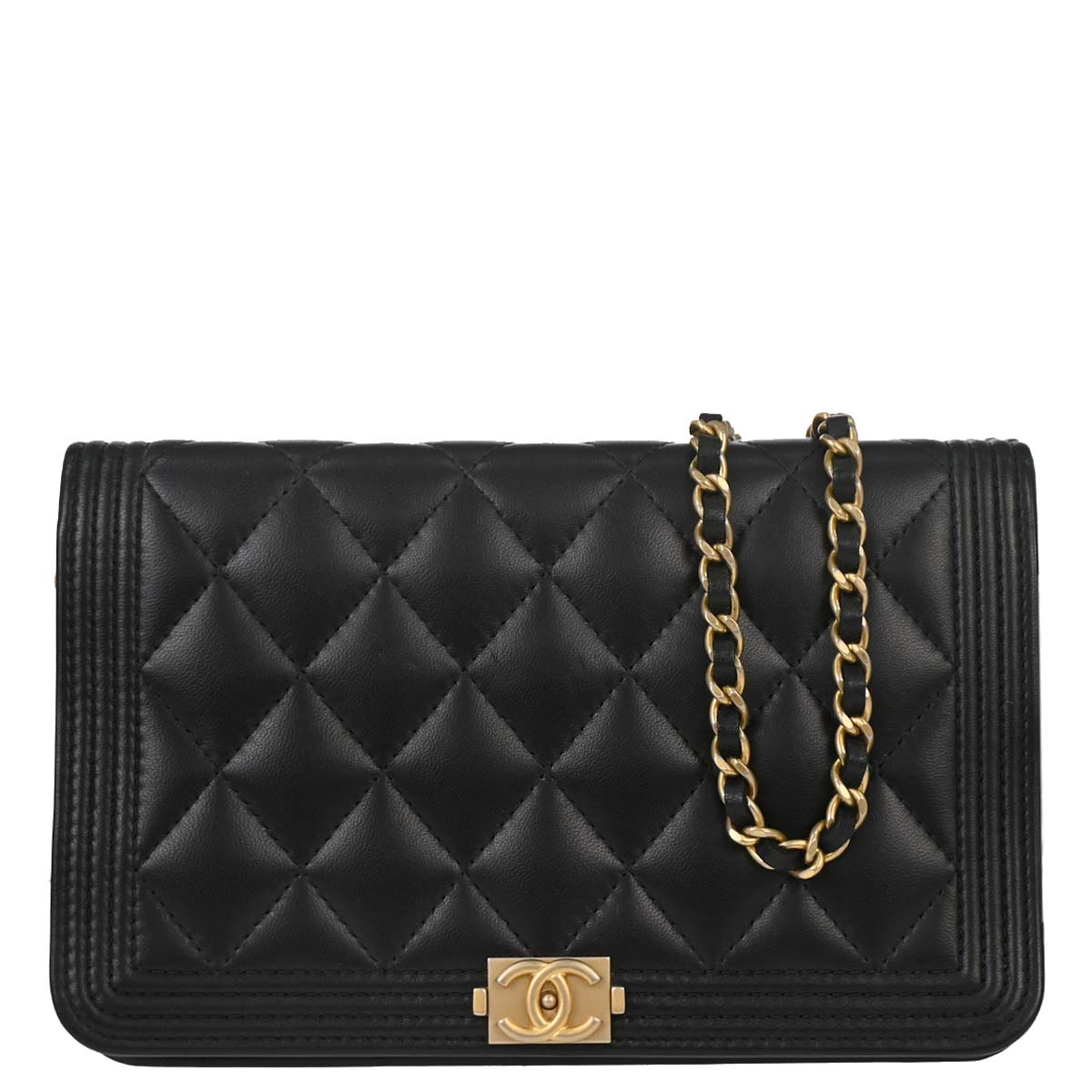 Boy Chanel 2017-2018 Black Lambskin Chain WOC Shoulder Bag