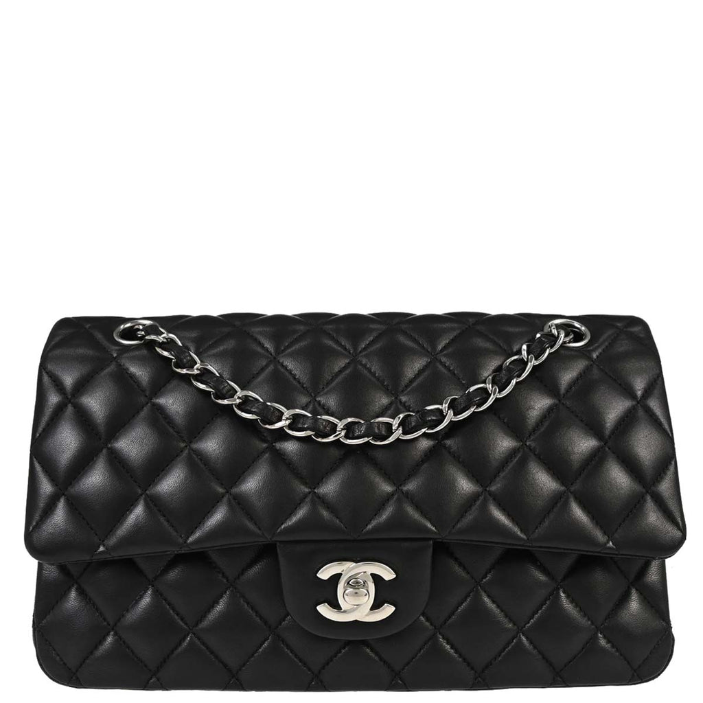 Chanel 2012-2013 Black Lambskin Medium Classic Double Flap Shoulder Bag