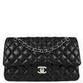 Chanel 2012-2013 Black Lambskin Medium Classic Double Flap Shoulder Bag