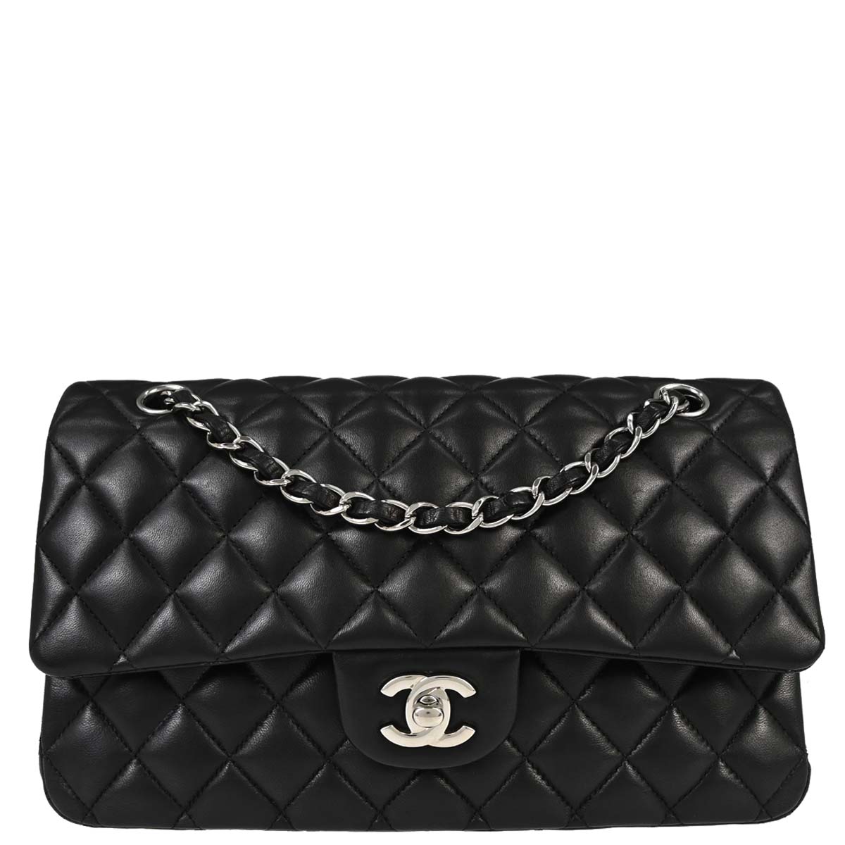 Chanel 2012-2013 Black Lambskin Medium Classic Double Flap Shoulder Bag