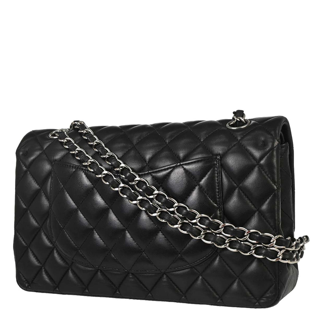 Chanel 2012-2013 Black Lambskin Medium Classic Double Flap Shoulder Bag