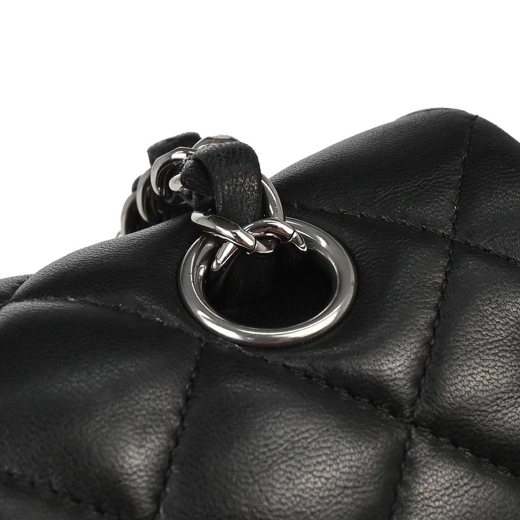 Chanel 2012-2013 Black Lambskin Medium Classic Double Flap Shoulder Bag