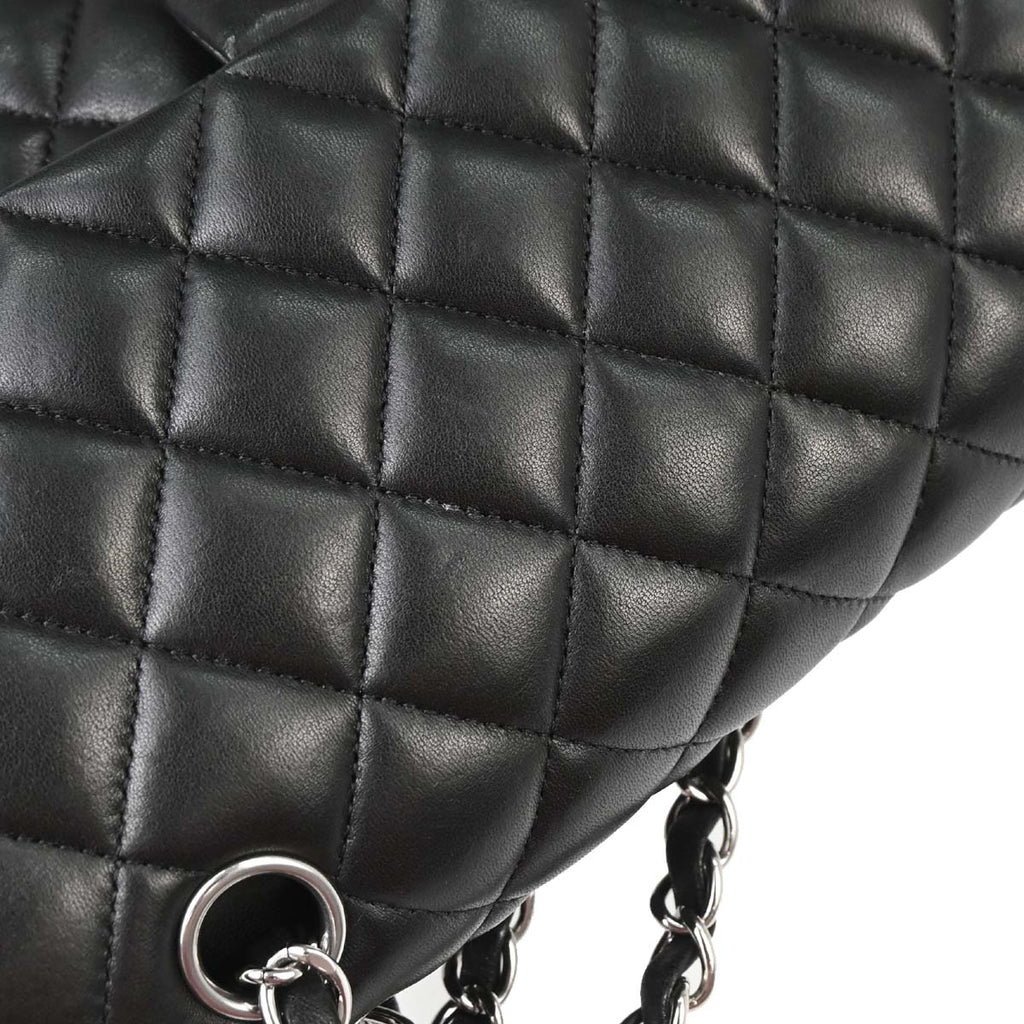 Chanel 2012-2013 Black Lambskin Medium Classic Double Flap Shoulder Bag