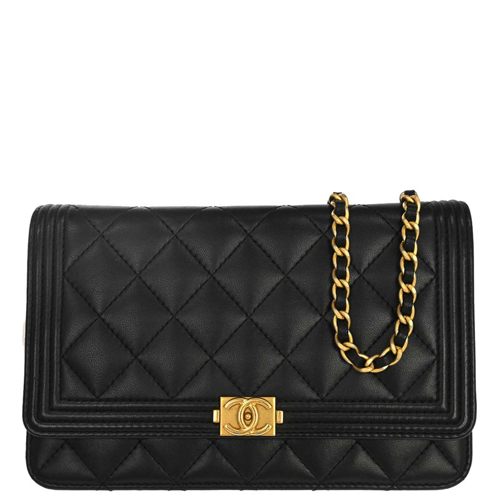 Boy Chanel 2016-2017 Black Lambskin WOC Wallet on Chain Bag