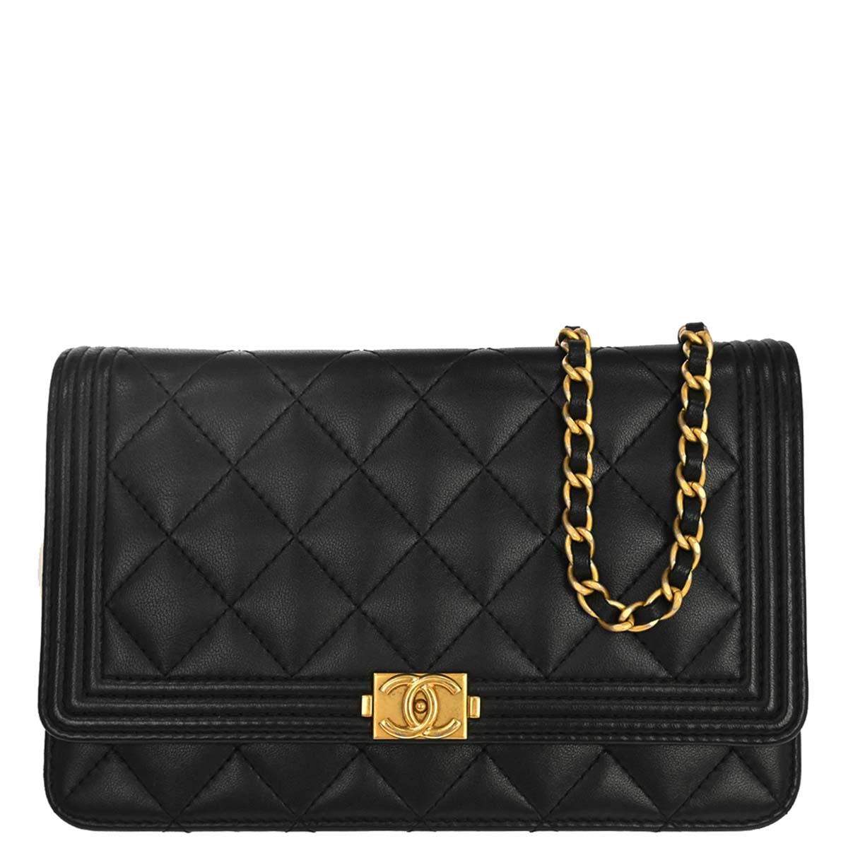 Boy Chanel 2016-2017 Black Lambskin WOC Wallet on Chain Bag