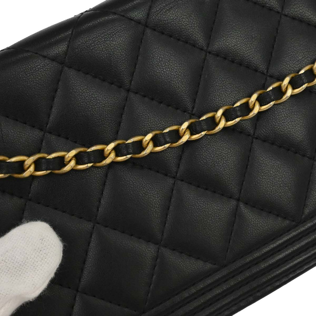 Boy Chanel 2016-2017 Black Lambskin WOC Wallet on Chain Bag