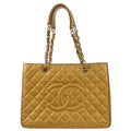 Chanel 2012-2013 Gold Caviar Skin Grand Shopping Tote GST Chain Handbag