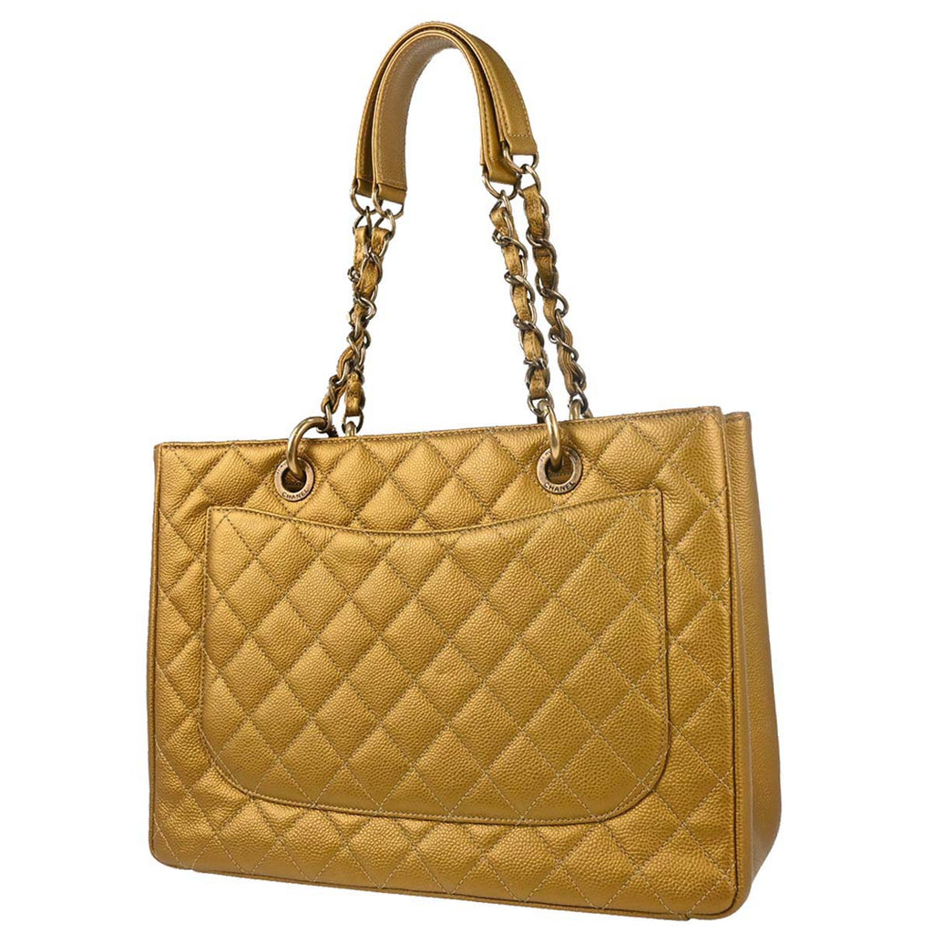 Chanel 2012-2013 Gold Caviar Skin Grand Shopping Tote GST Chain Handbag