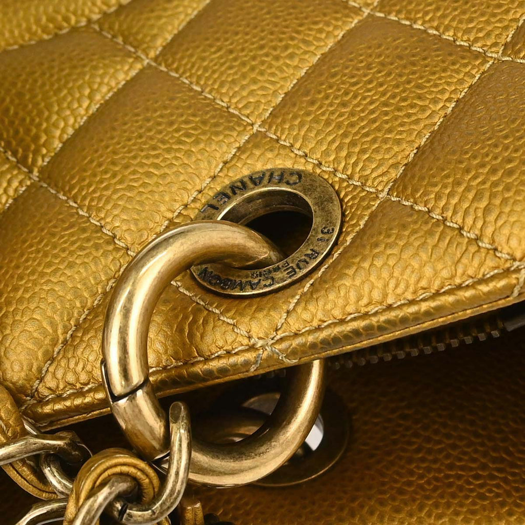 Chanel 2012-2013 Gold Caviar Skin Grand Shopping Tote GST Chain Handbag