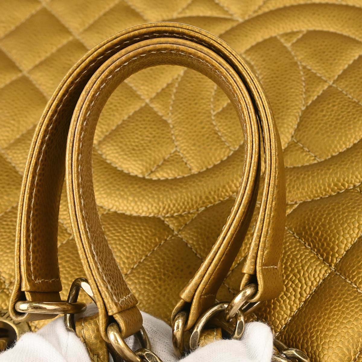 Chanel 2012-2013 Gold Caviar Skin Grand Shopping Tote GST Chain Handbag