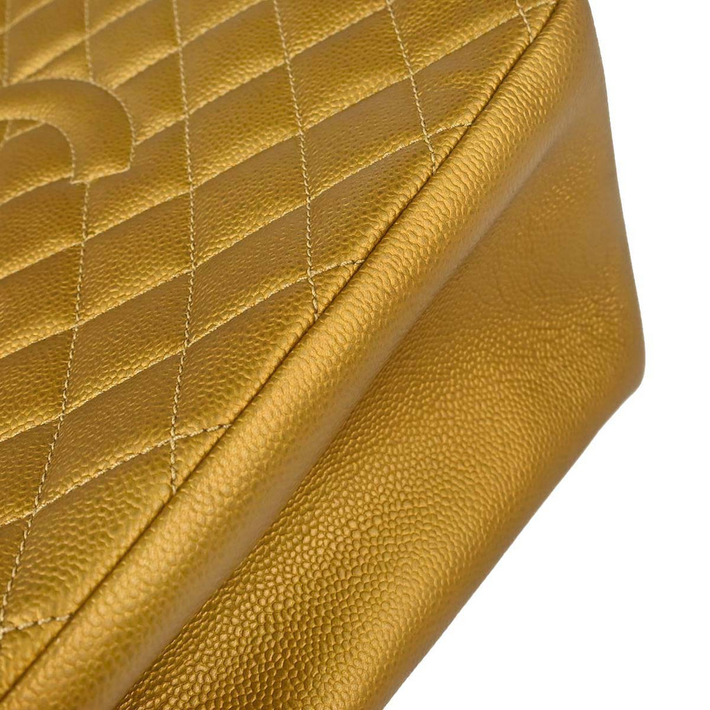 Chanel 2012-2013 Gold Caviar Skin Grand Shopping Tote GST Chain Handbag