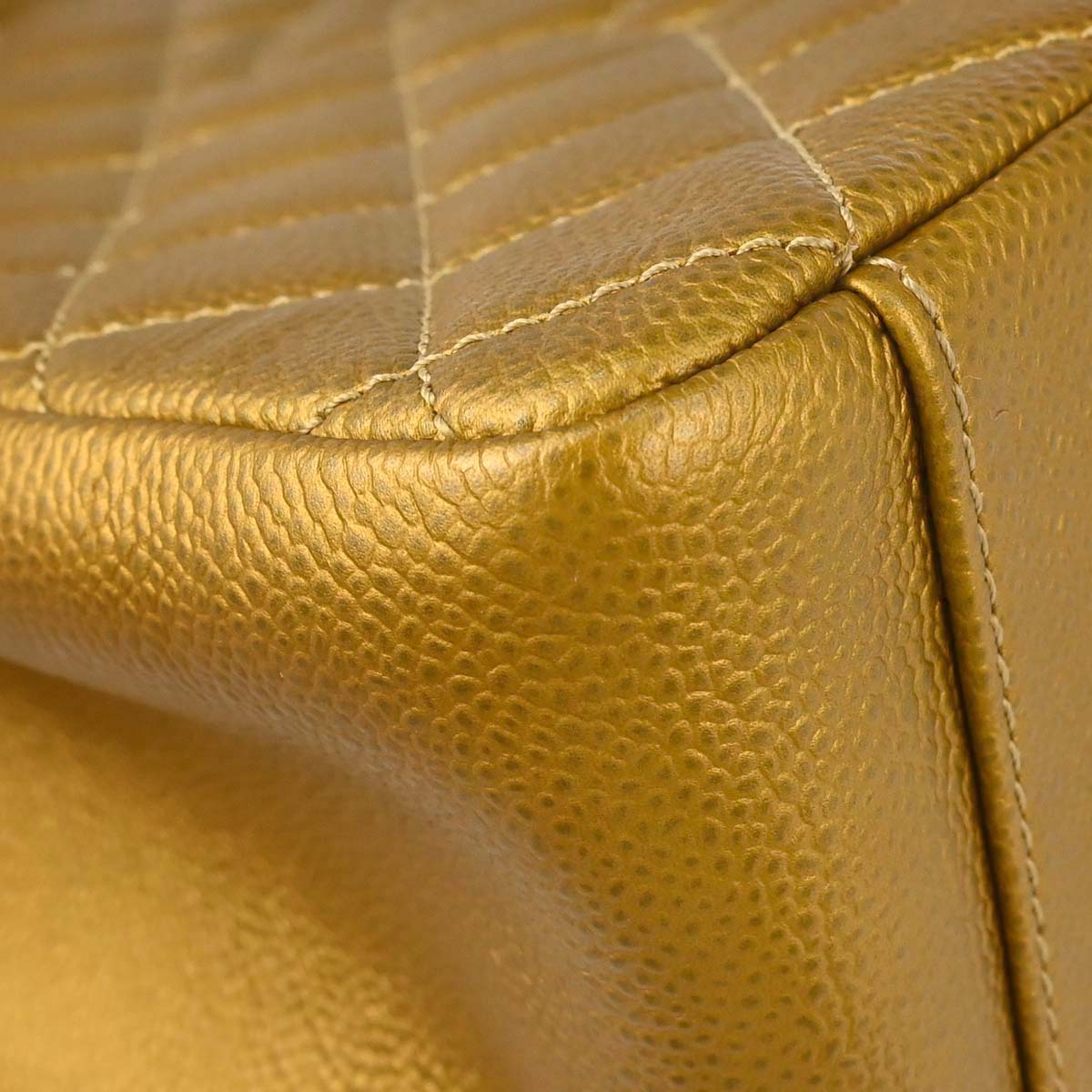 Chanel 2012-2013 Gold Caviar Skin Grand Shopping Tote GST Chain Handbag