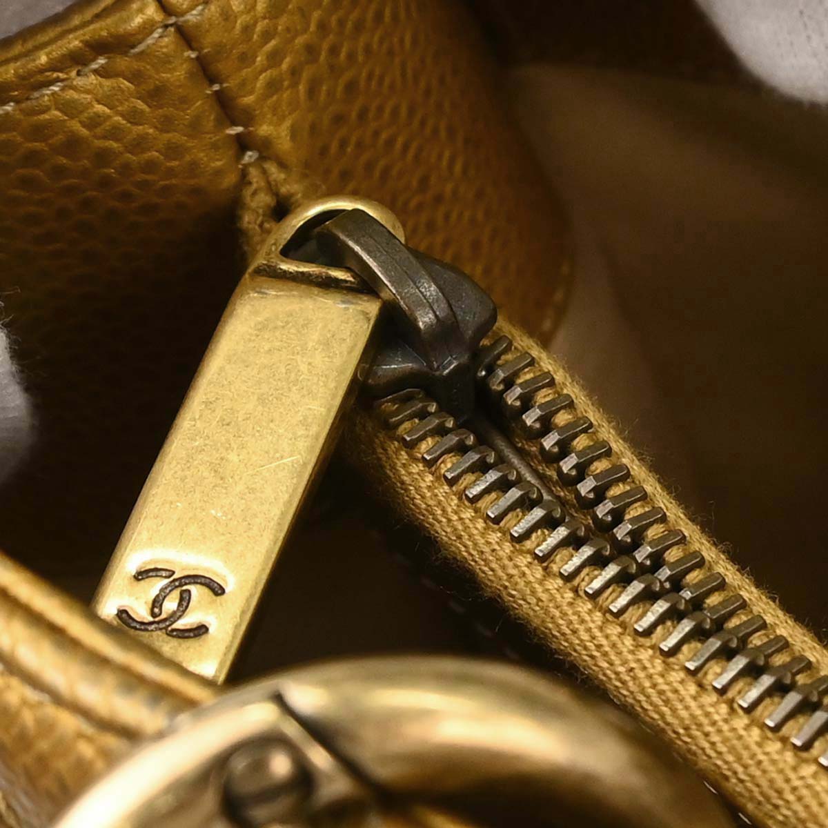 Chanel 2012-2013 Gold Caviar Skin Grand Shopping Tote GST Chain Handbag