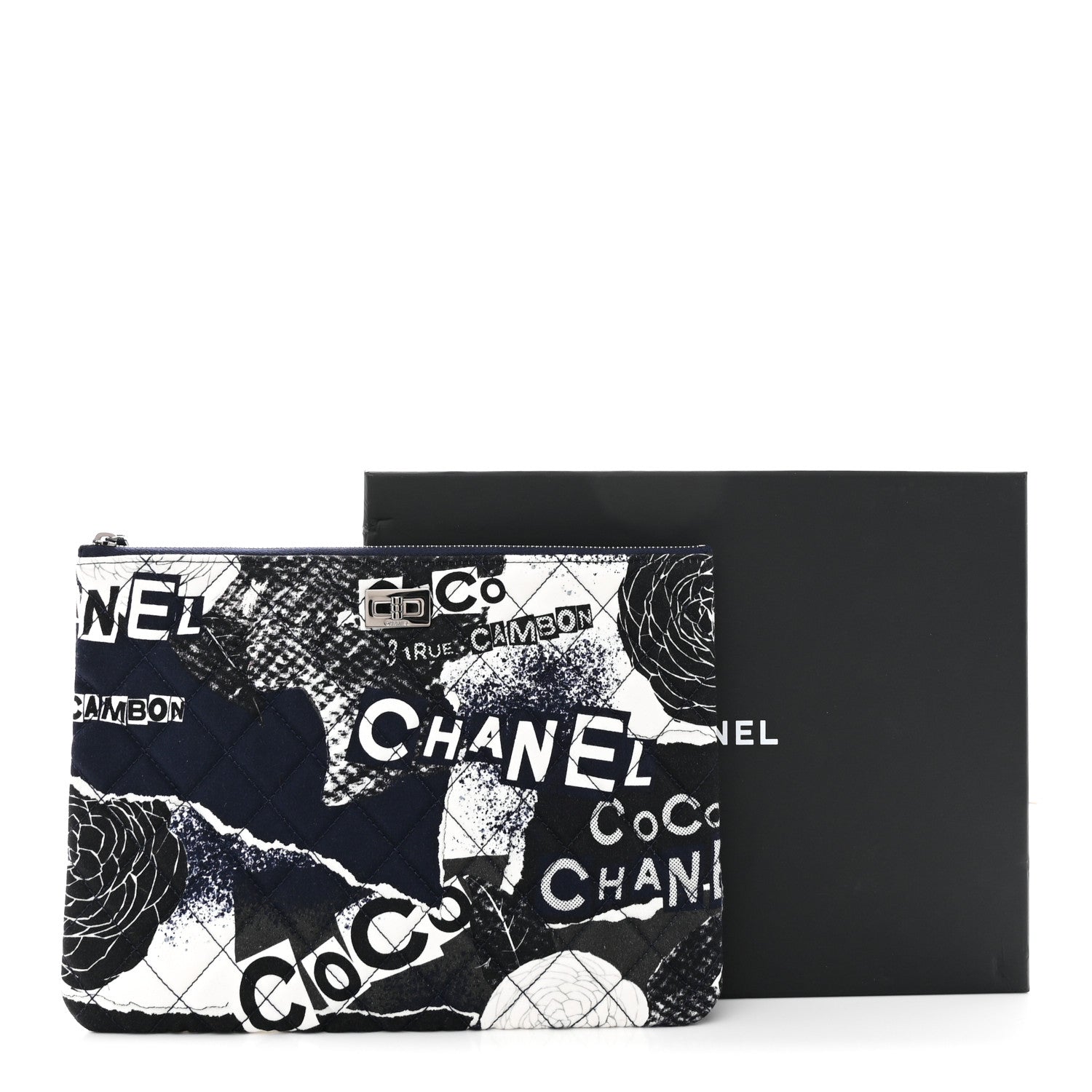 Jersey Quilted Graffiti Large Reissue Cosmetic Case Black White
