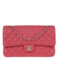 Chanel 2017 Pink Caviar Skin Medium Classic Double Flap Shoulder Bag