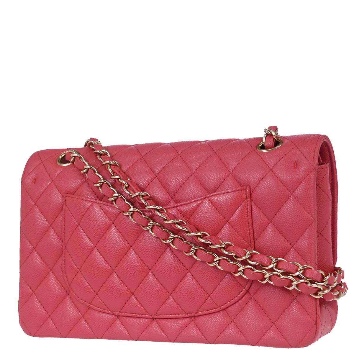 Chanel 2017 Pink Caviar Skin Medium Classic Double Flap Shoulder Bag