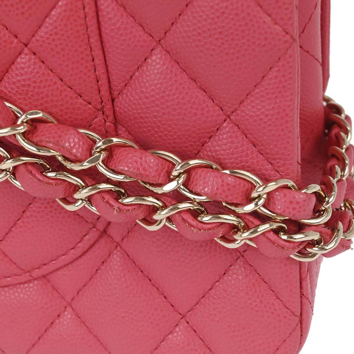 Chanel 2017 Pink Caviar Skin Medium Classic Double Flap Shoulder Bag