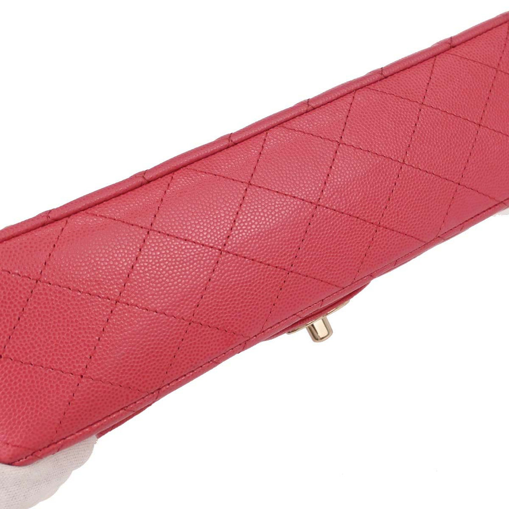 Chanel 2017 Pink Caviar Skin Medium Classic Double Flap Shoulder Bag