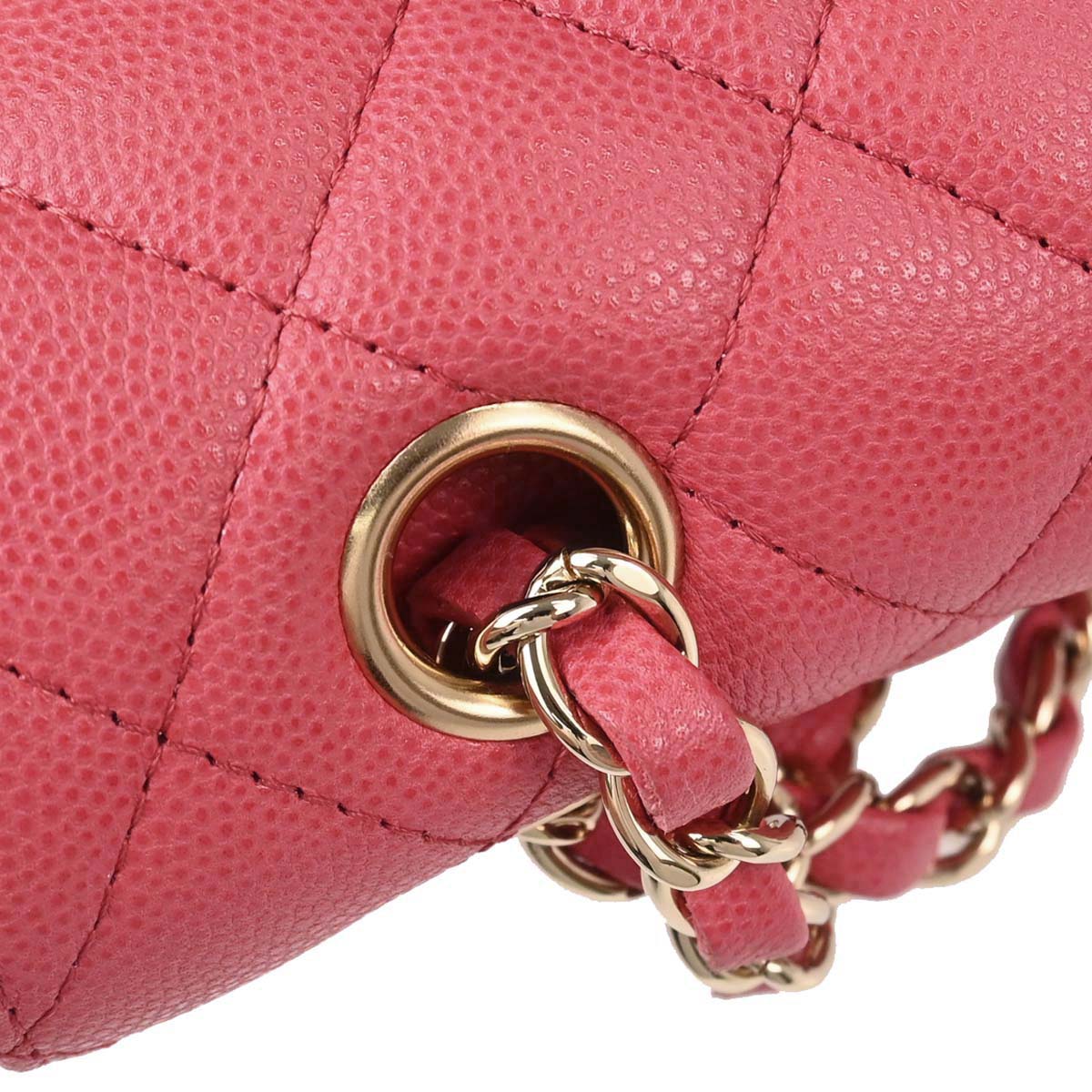 Chanel 2017 Pink Caviar Skin Medium Classic Double Flap Shoulder Bag
