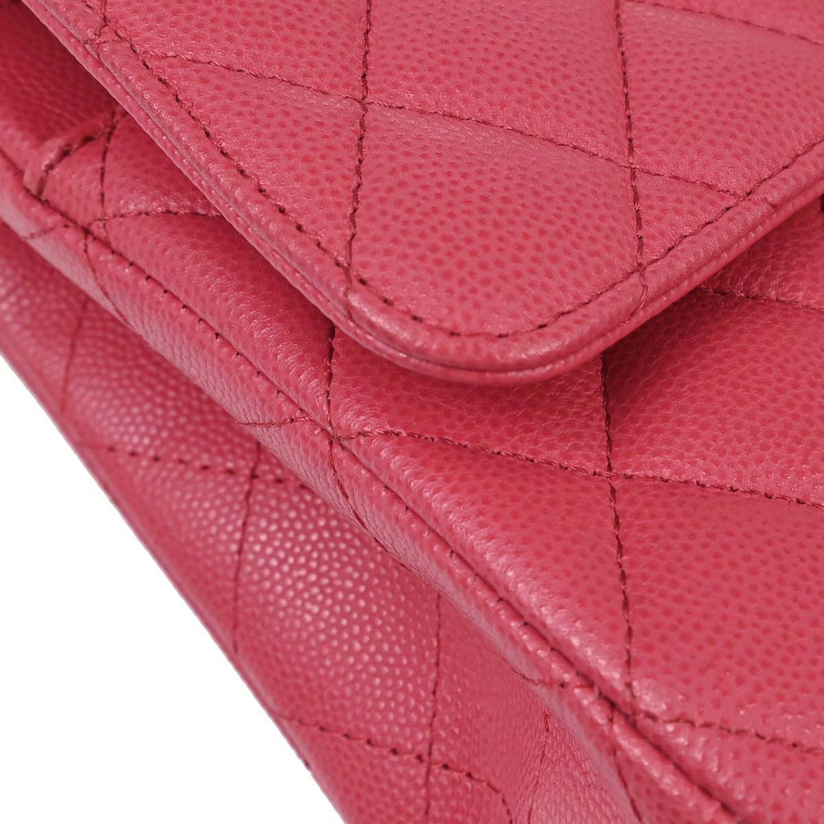 Chanel 2017 Pink Caviar Skin Medium Classic Double Flap Shoulder Bag