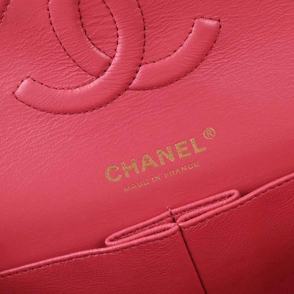 Chanel 2017 Pink Caviar Skin Medium Classic Double Flap Shoulder Bag