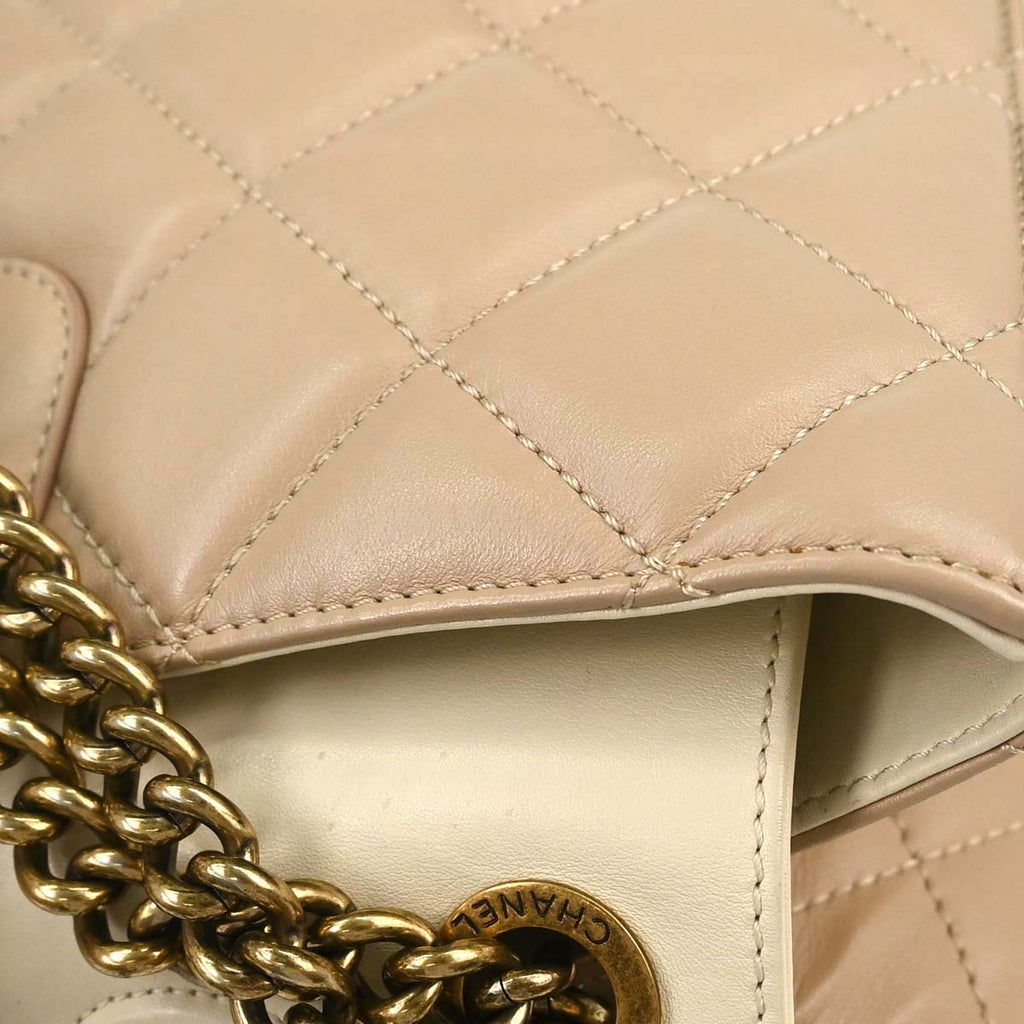 Chanel 2012-2013 Beige Lambskin Portobello 2way Shoulder Handbag