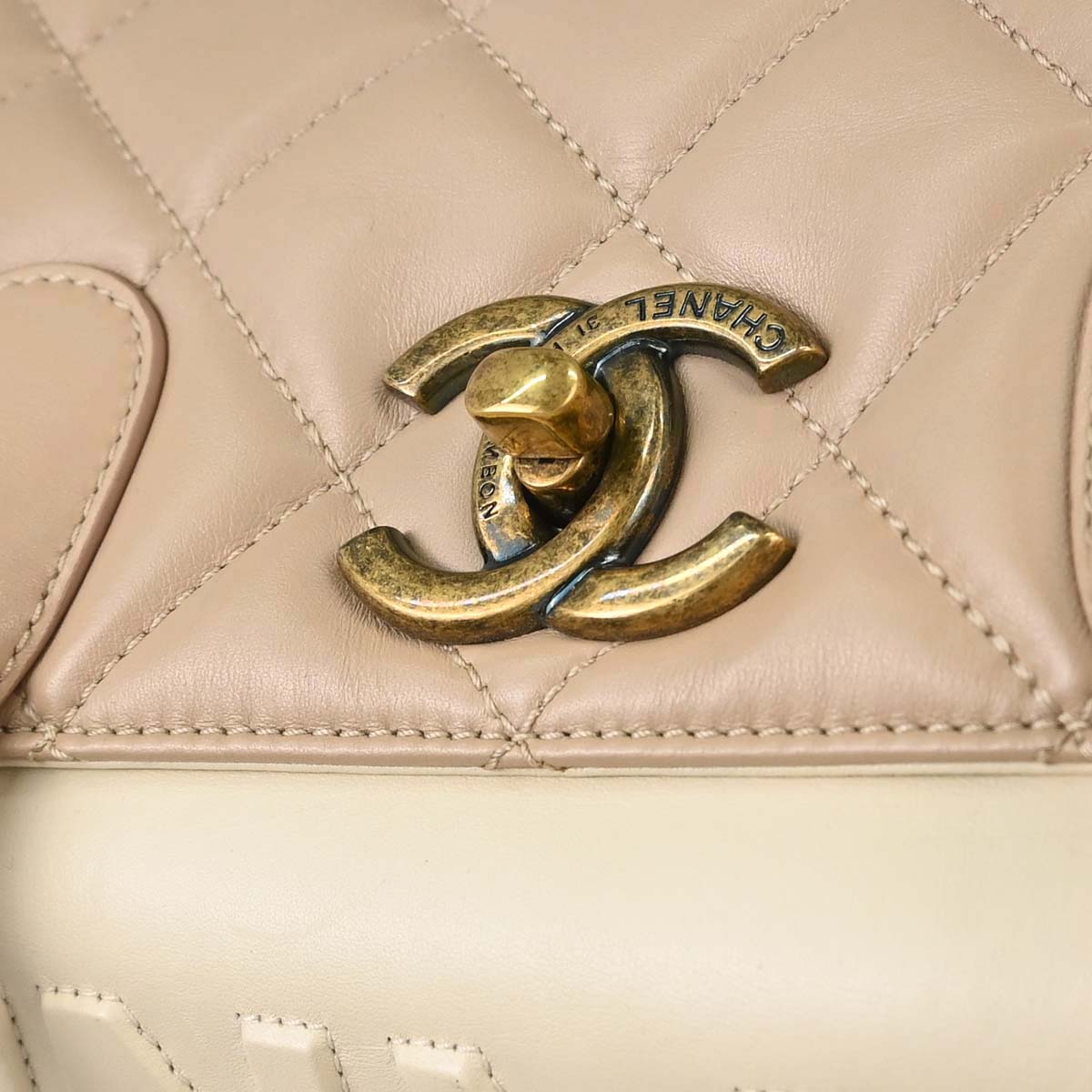 Chanel 2012-2013 Beige Lambskin Portobello 2way Shoulder Handbag
