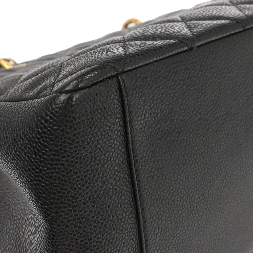 Chanel 2014 Black Caviar Skin Grand Shopping Tote GST Chain Handbag