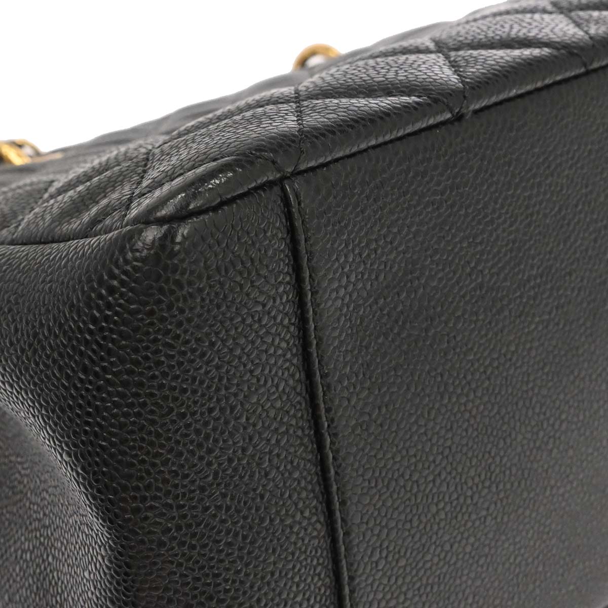 Chanel 2014 Black Caviar Skin Grand Shopping Tote GST Chain Handbag