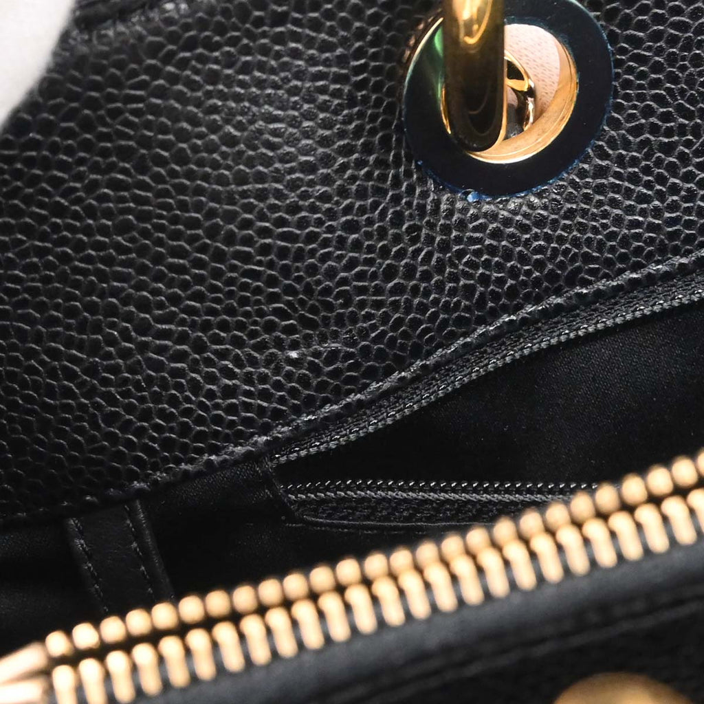 Chanel 2014 Black Caviar Skin Grand Shopping Tote GST Chain Handbag