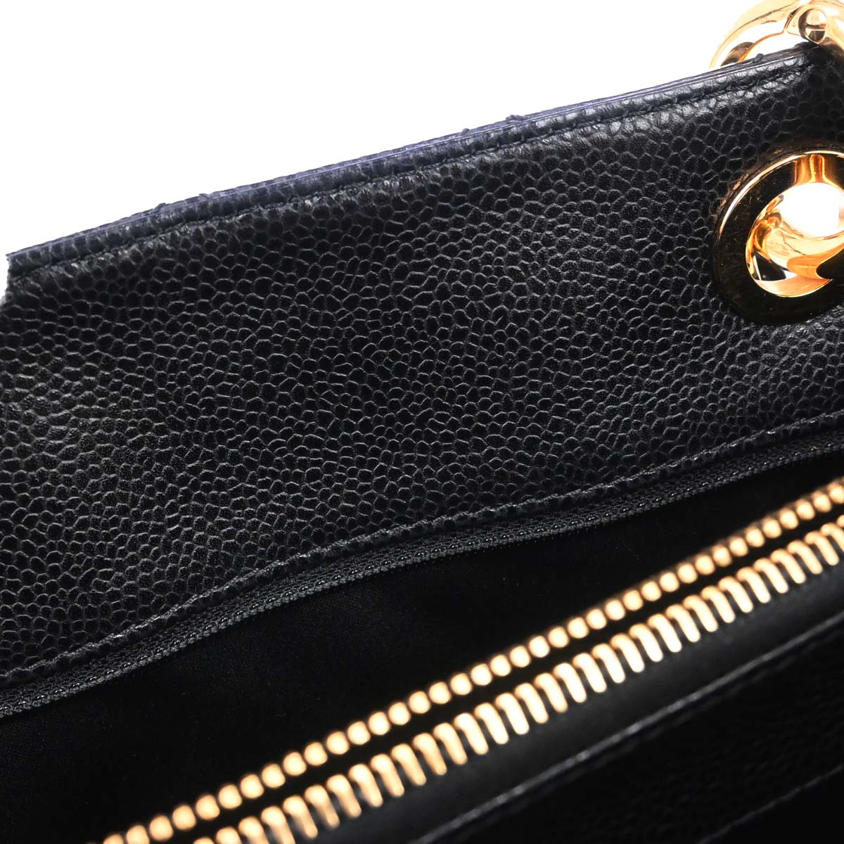 Chanel 2014 Black Caviar Skin Grand Shopping Tote GST Chain Handbag