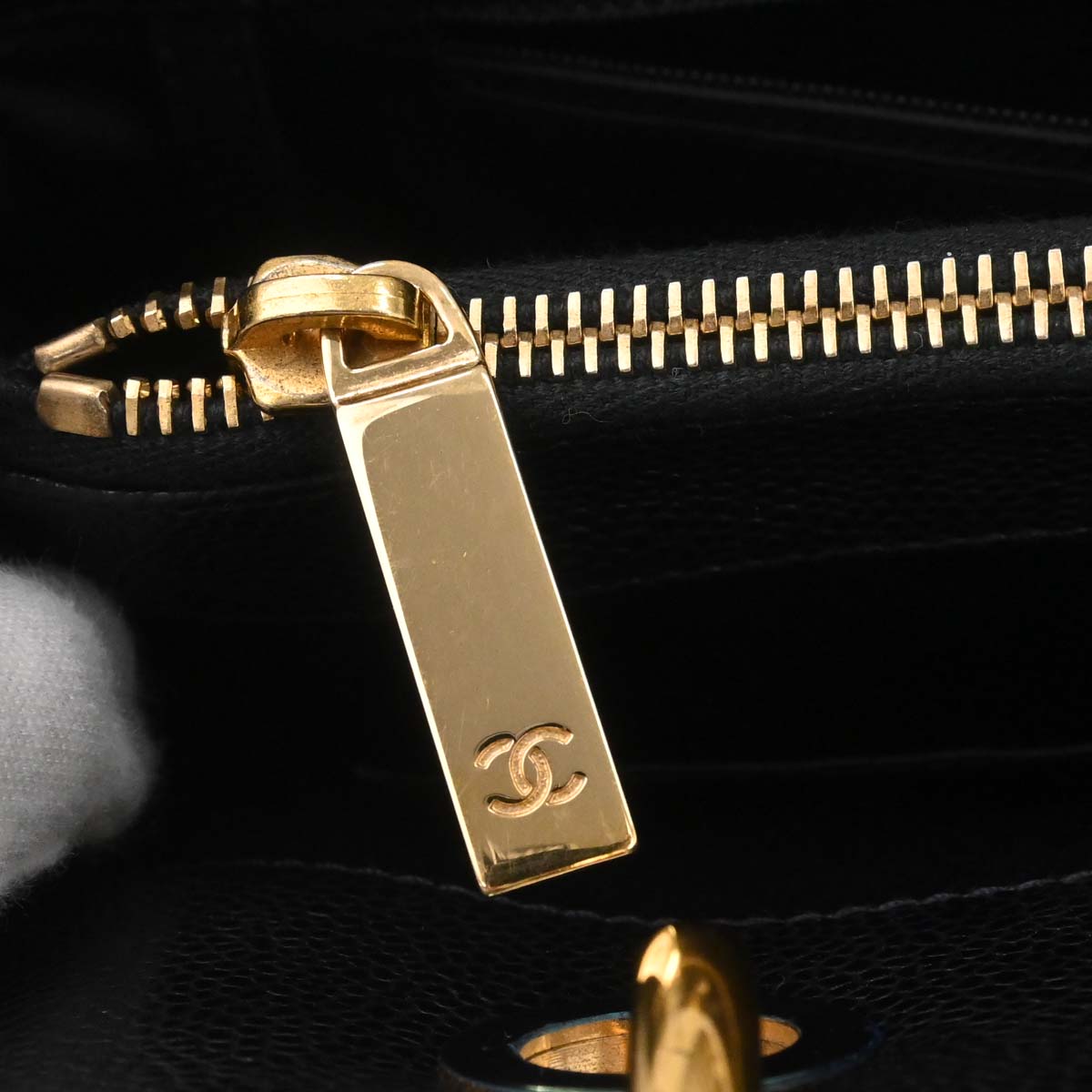Chanel 2014 Black Caviar Skin Grand Shopping Tote GST Chain Handbag