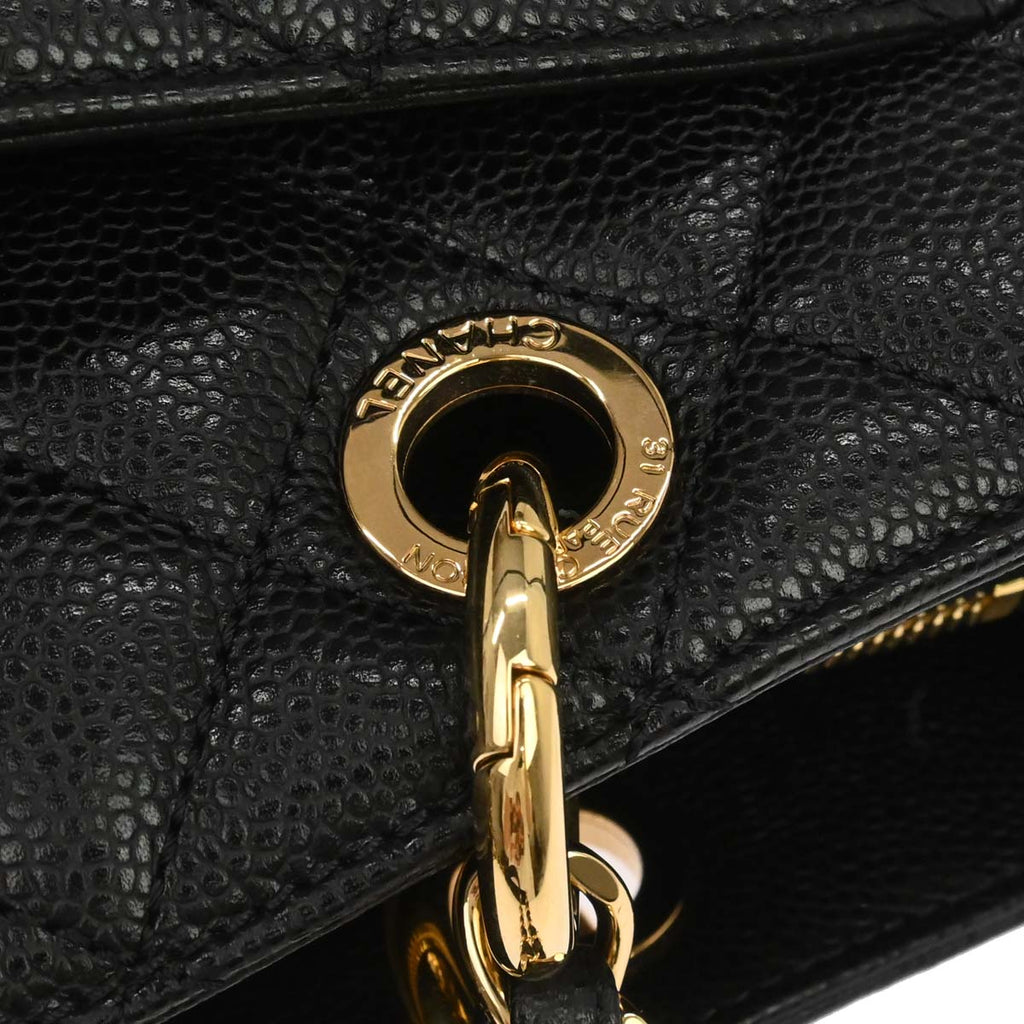 Chanel 2013-2014 Black Caviar Skin Grand Shopping Tote GST Chain Handbag