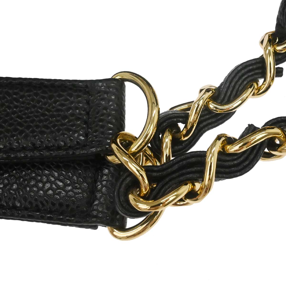 Chanel 2013-2014 Black Caviar Skin Grand Shopping Tote GST Chain Handbag