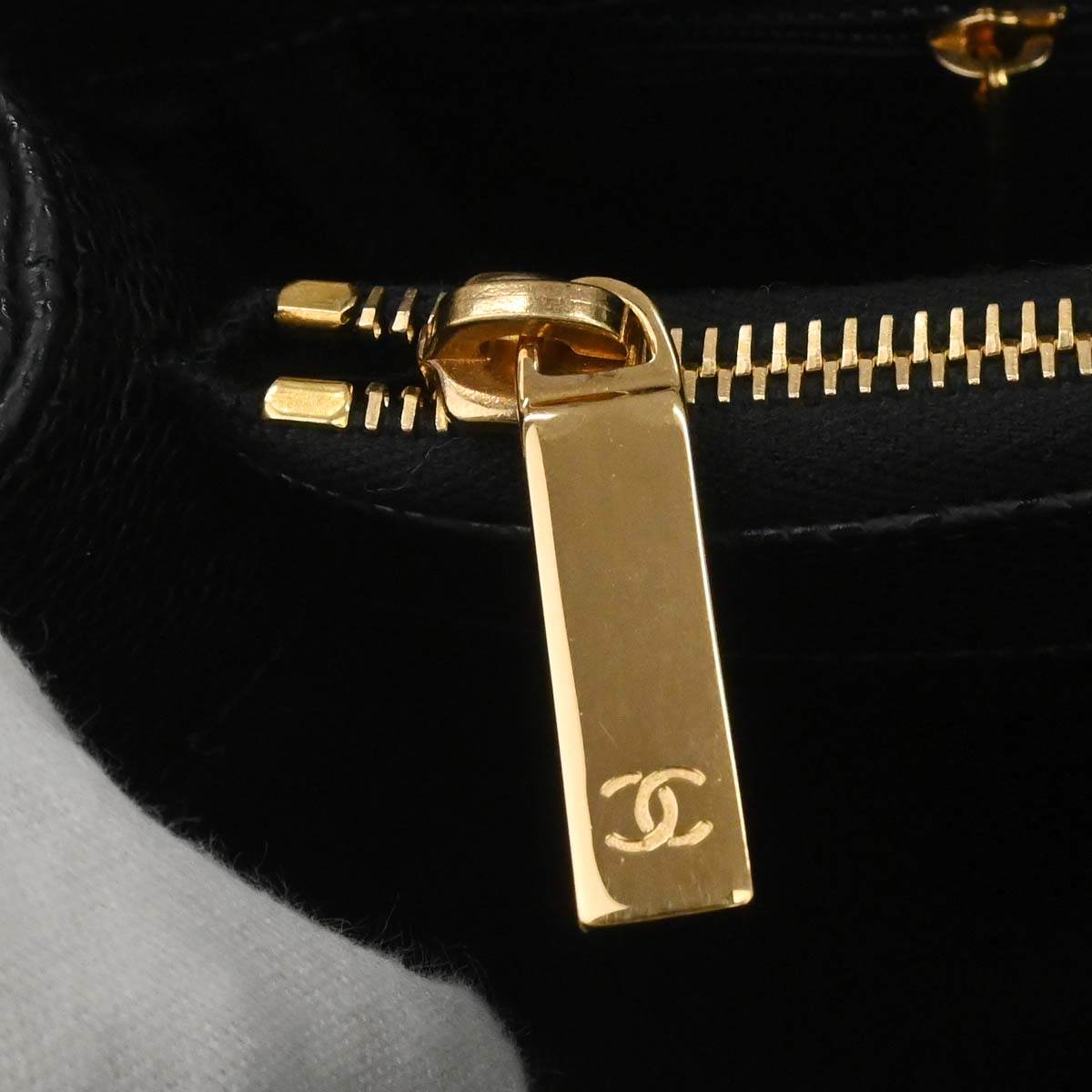 Chanel 2013-2014 Black Caviar Skin Grand Shopping Tote GST Chain Handbag