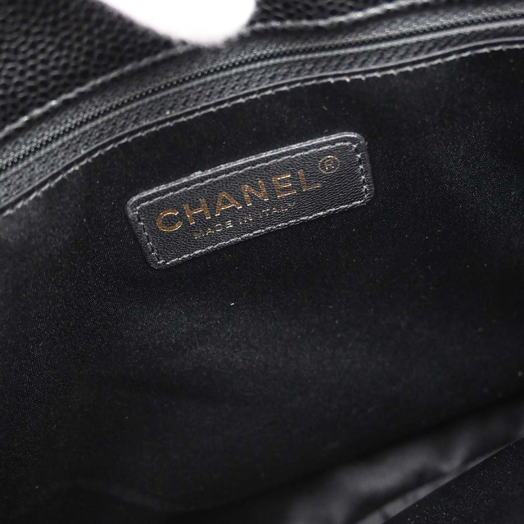 Chanel 2013-2014 Black Caviar Skin Grand Shopping Tote GST Chain Handbag